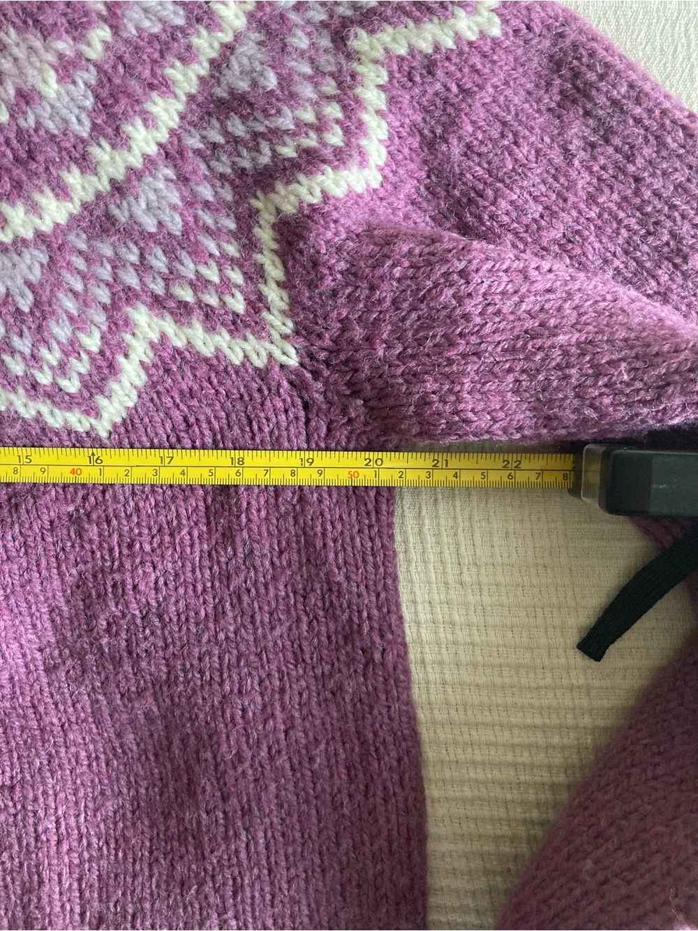 Hand knit Nordic sweater 100% wool - Picture 3 of 4